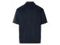 Donkerblauw poloshirt met korte mouwen, achterkant.