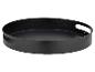 Ronde zwarte dienblad met handgrepen.
