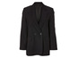 Een zwarte blazer met dubbele knopen.