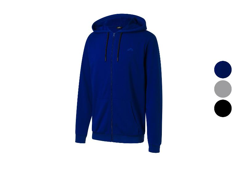 Blauwe hoodie met rits, verkrijgbaar in andere kleuren.