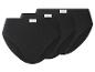 Drie zwarte damesonderbroeken met een geribbelde textuur en witte labels.