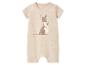 Beige baby romper met kangoeroe print.