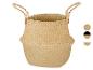 Gevlochten mand met handvatten, in natuurlijke kleur