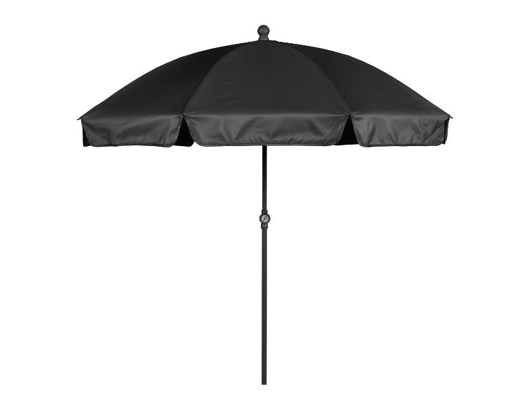 Zwarte tuinparasol op een witte achtergrond
