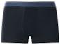 Zwarte herenboxershort met blauwe elastische tailleband en gestreept patroon.