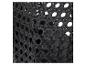 Zwart rotan vlechtwerk met een webbing patroon en een decoratieve strik.