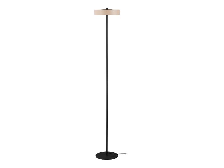 Moderne zwarte vloerlamp met een beige stoffen kap