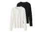 Twee geribbelde T-shirts met lange mouwen, één wit en één zwart.