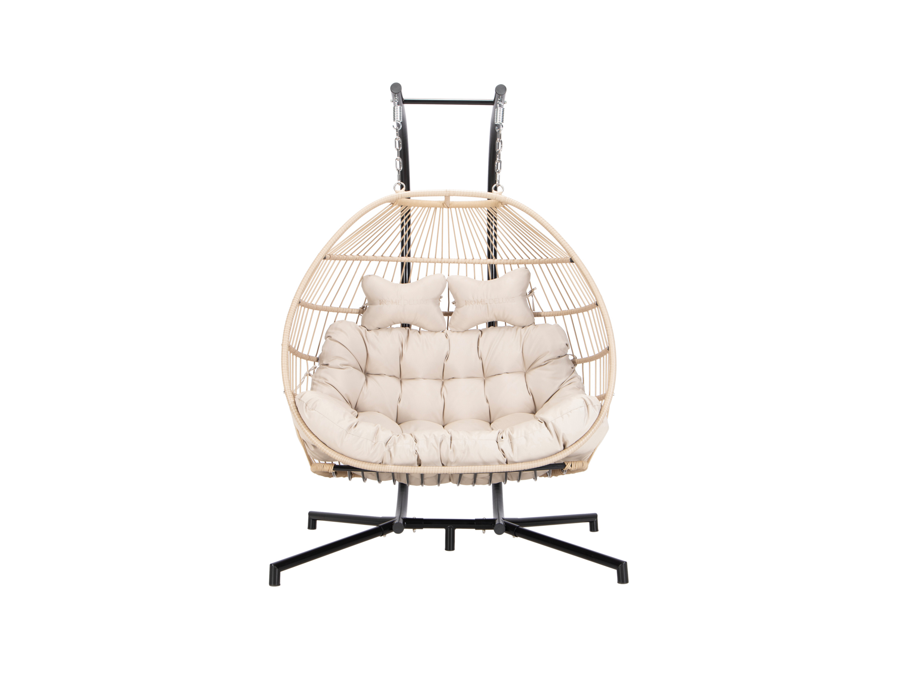 HOME DELUXE Hangstoel met frame Loma (2-zits, Beige)