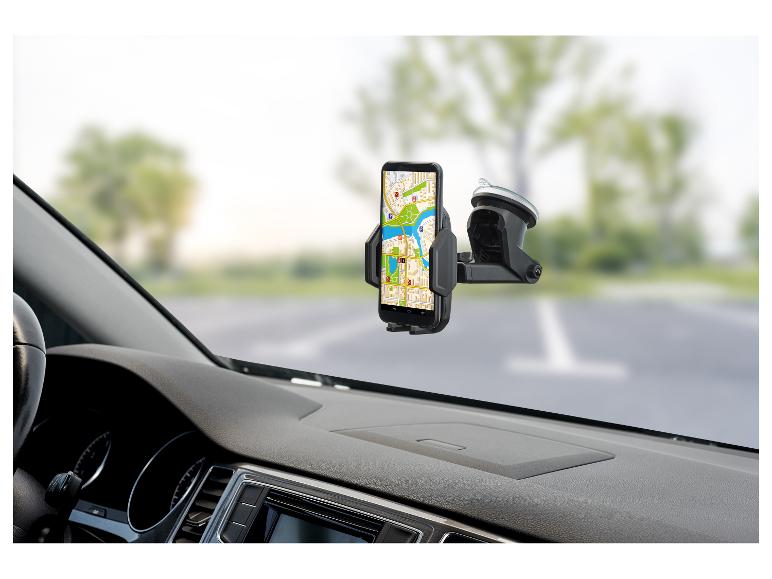 Autotelefoonhouder met zuignap, toont een navigatiekaart