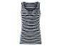 Donkerblauw-wit gestreept tanktop.