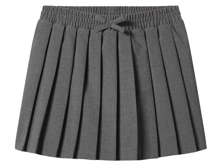 Grijze geplooide rok met elastische taille en een klein strikje.