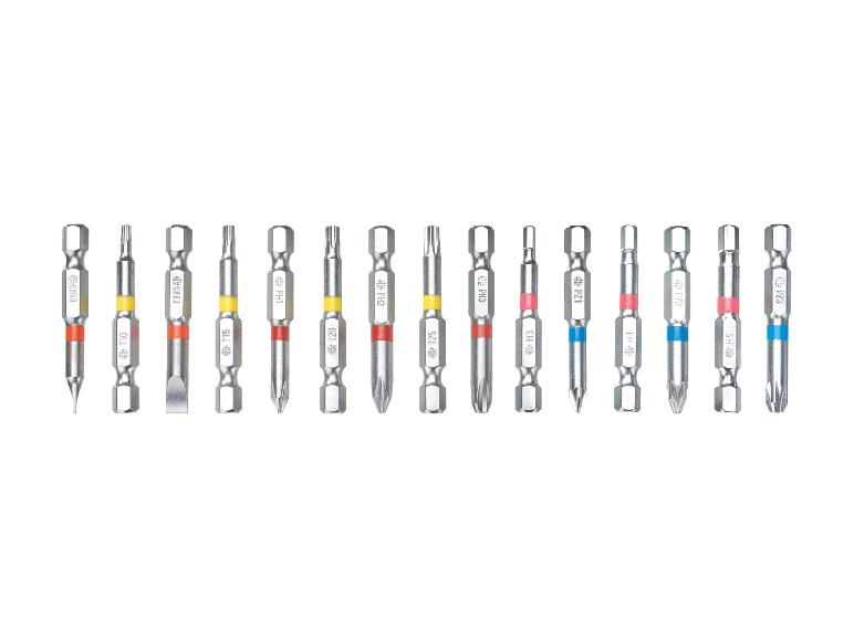 PARKSIDE® Bitset met diverse schroevendraaierbits, waaronder PH1, PH2, PH3, PZ1, PZ2, PZ3, T10, T15, T20, T25, H4, H5.