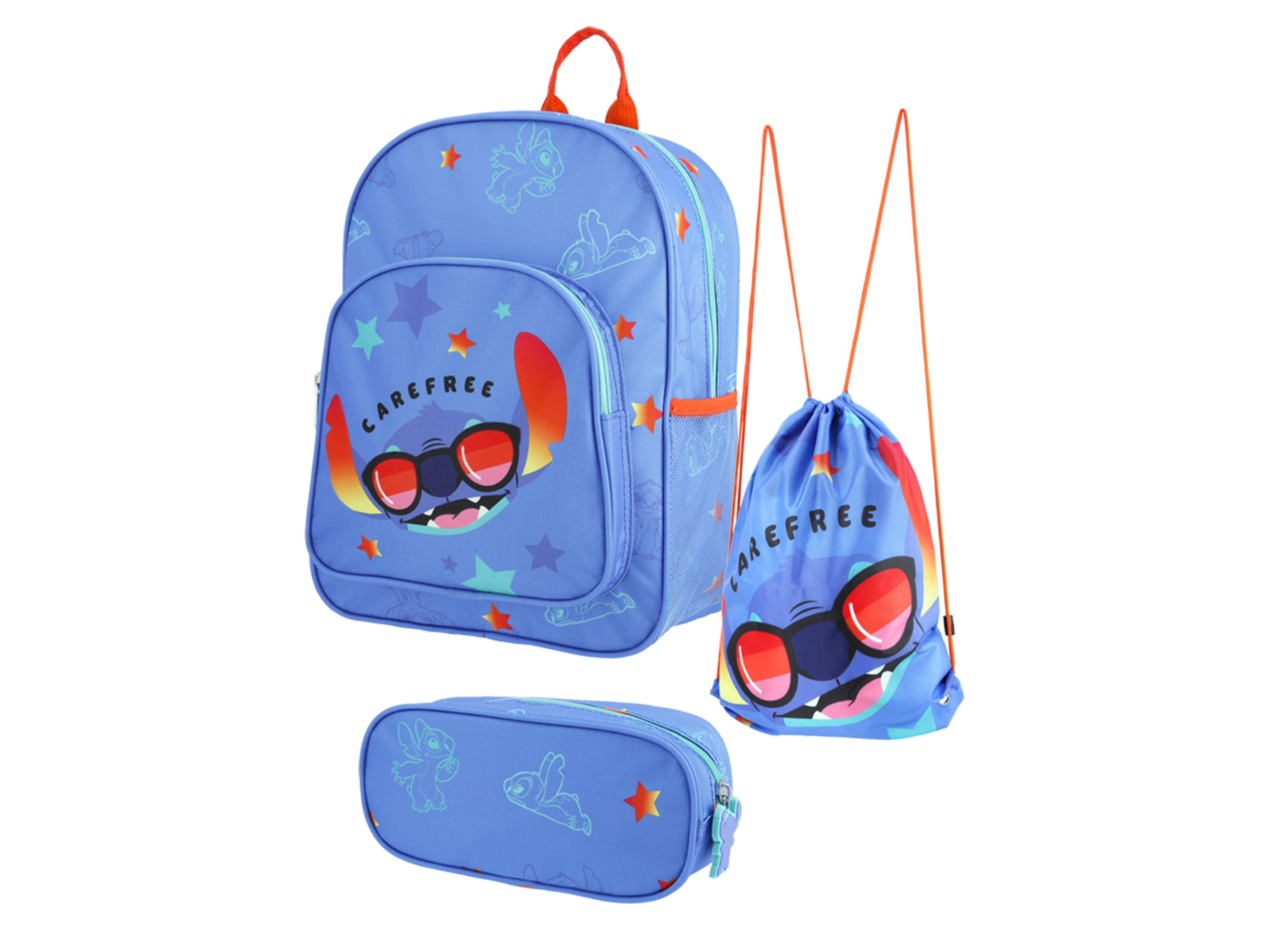 Kinder schooltas met gymtas en etui (Lilo/blauw)