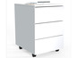 Witte ladekast met drie lades op wielen