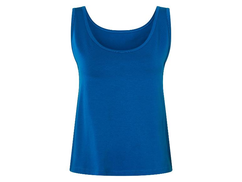 Een effen donkerblauwe tanktop.