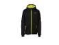 Zwart jack met capuchon met neongele rits en details