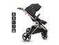 Elegante BabyGo kinderwagen in zwart en rosé gold.