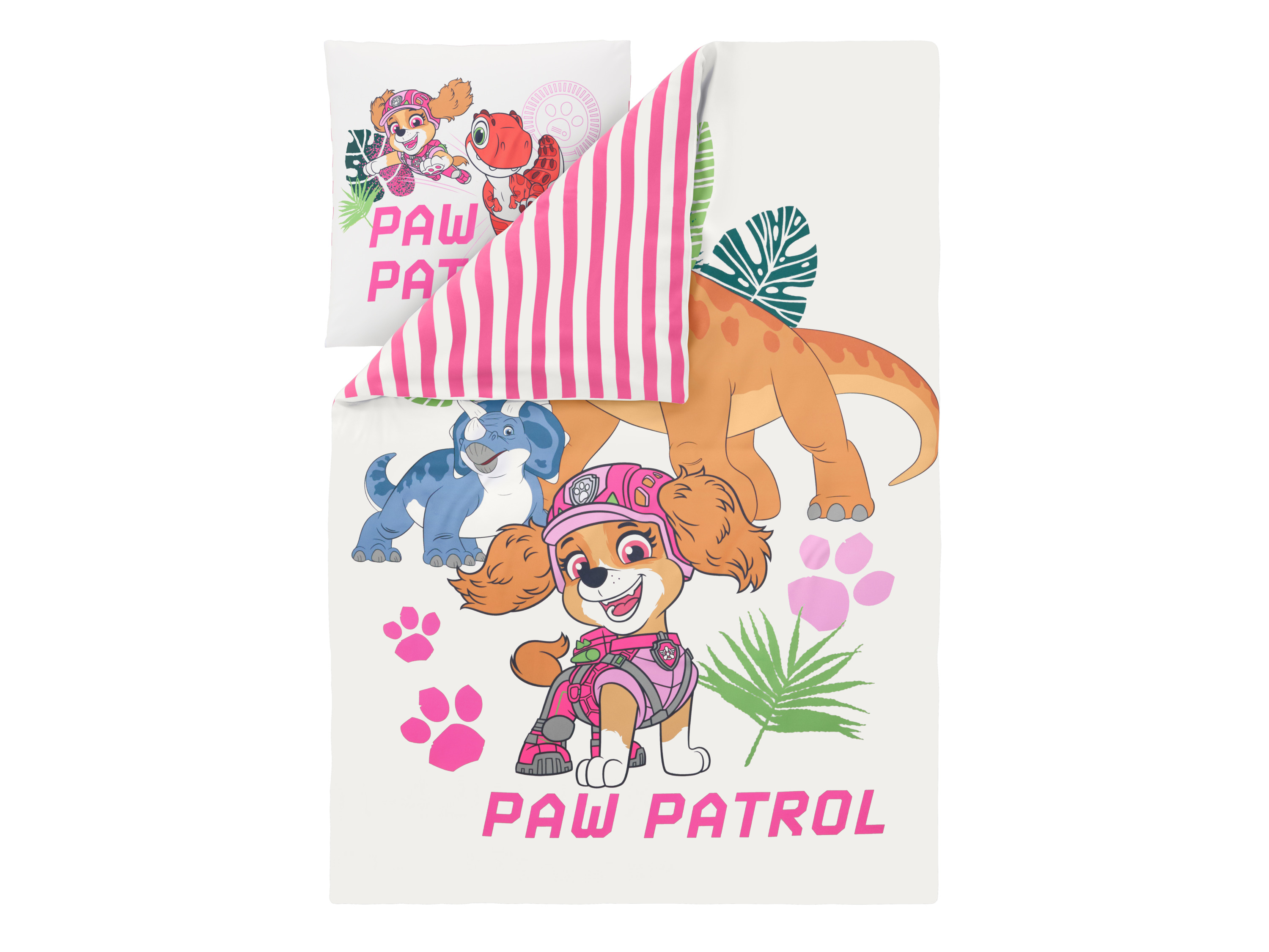 Kinder dekbedovertrek Paw Patrol 140 x 200 cm (Wit/roze)
