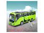 Groene speelgoedreisbus met open bagageruimte en miniatuurkoffers