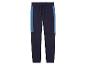 Donkerblauwe joggingbroek met blauwe strepen.