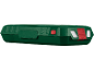 Groene gereedschapskist met rode en witte details.