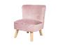 Poederroze fluwelen fauteuil met lichte houten poten