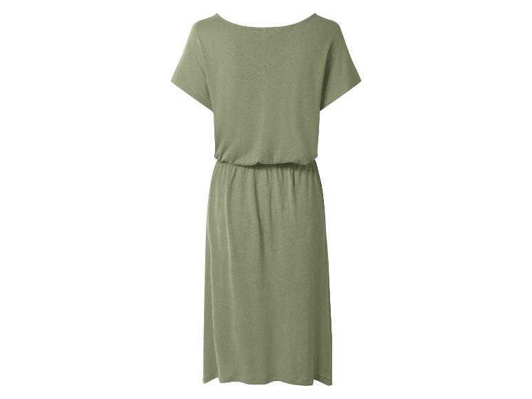 Casual kaki midi jurk voor dames met korte mouwen en elastische taille.