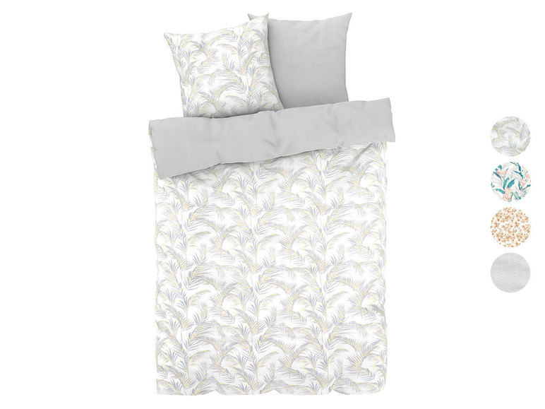 Beddengoed met grijs-witte palmbladeren print