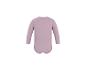 Lila baby romper met lange mouwen, achteraanzicht.