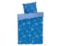 Blauwe beddengoedset met Mickey Mouse print.