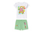 Wit T-shirt en groene shorts met Powerpuff Girls-print.