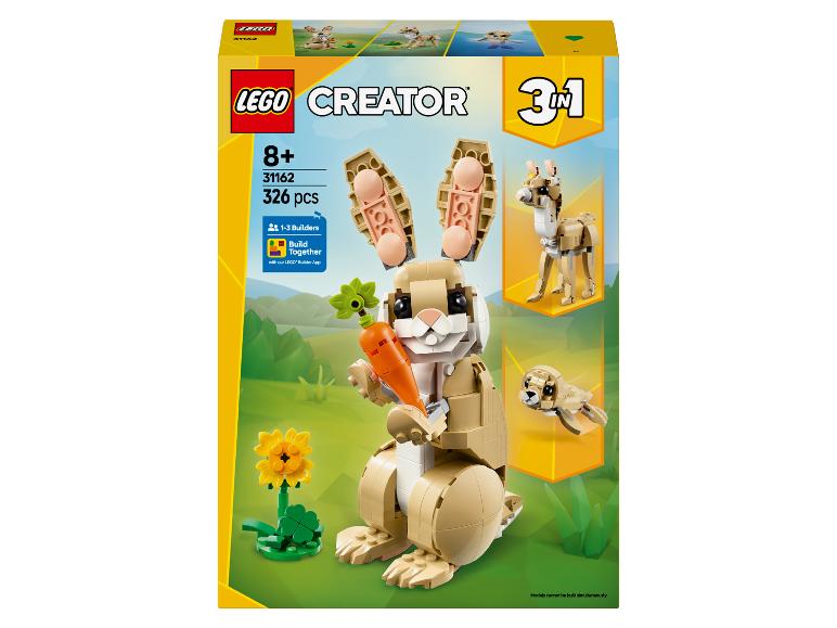 LEGO Creator 3-in-1 set met konijn, lama en zeehond, 326 onderdelen.