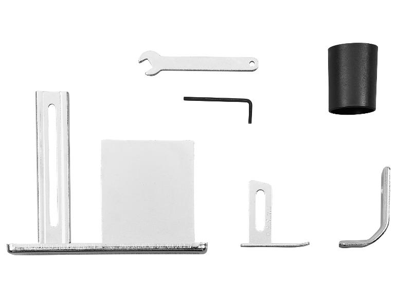 Accessoireset voor elektrisch gereedschap, inclusief steeksleutel, inbussleutel en diverse metalen hulpstukken