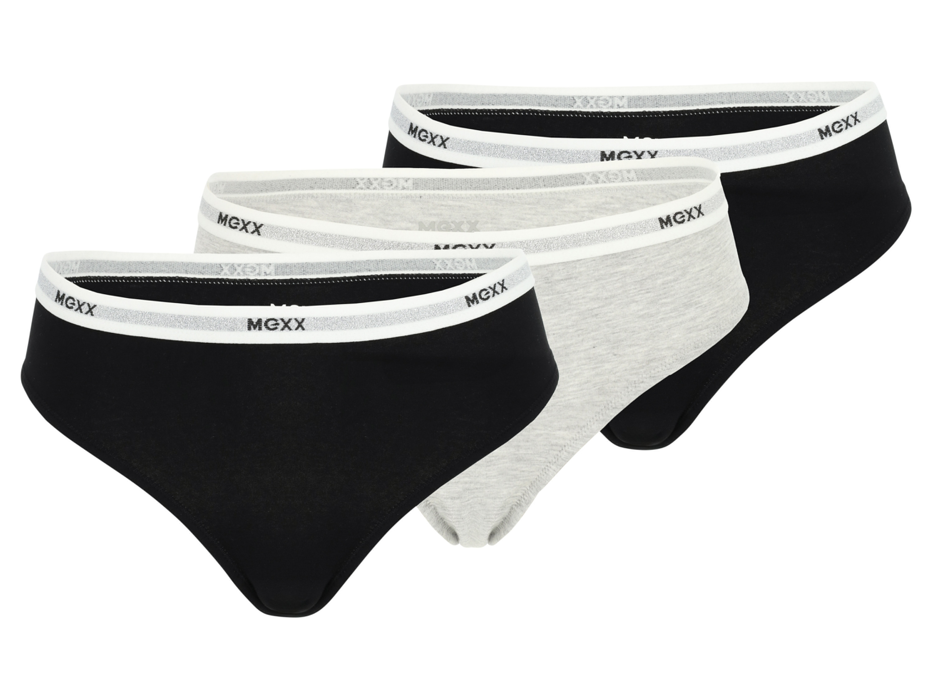 MEXX Set van 3 dames onderbroeken (Zwart/grijs, M)