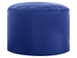 Een blauwe ronde poef.