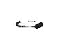 Zwarte surfplank leash met spiraal en manchet.