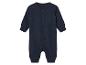 Donkerblauwe baby romper met drukknoopjes.