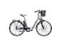 Grijze Zündapp e-bike met voorwielmand en bagagedrager.