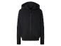 Zwarte hoodie met ritssluiting aan de voorkant en zakken.