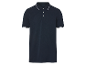 Donkerblauw poloshirt met witte bies.
