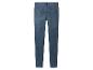 Blauwe denim jeans met achterzakken en zichtbare stiksels.