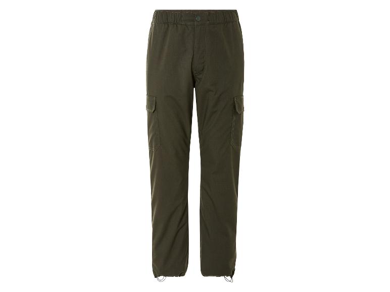 Groene cargo broek met riemlussen.