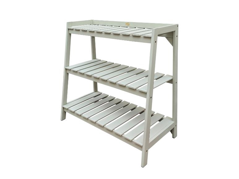 Lichtgrijze houten rek met drie planken