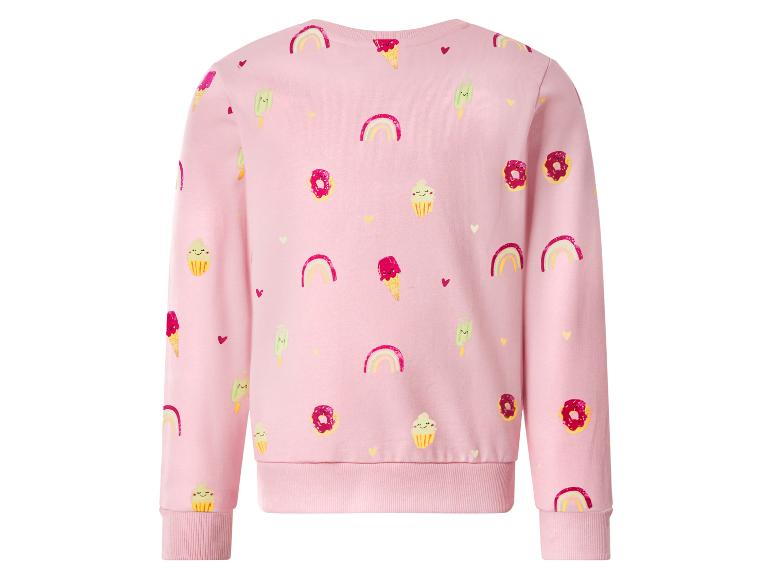 Roze sweatshirt met ijsjes, donuts en regenboogprint.