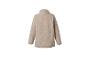 Beige fleece trui met lange mouwen en hoge kraag, achteraanzicht.