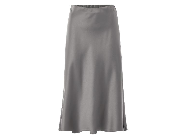 Een grijze satijnen rok.