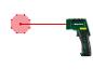 PARKSIDE infrarood thermometer met laserpointer die een rode cirkel meet.