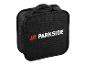 Zwarte draagtas met wit en rood Parkside-logo