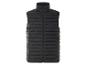 Zwarte gewatteerde bodywarmer met rits.